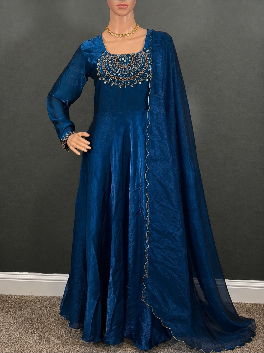 Brand new Elegant Navy Blue Embroidered Women's Salwar (M up to L)